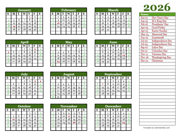 2026 yearly calendar landscape 06
