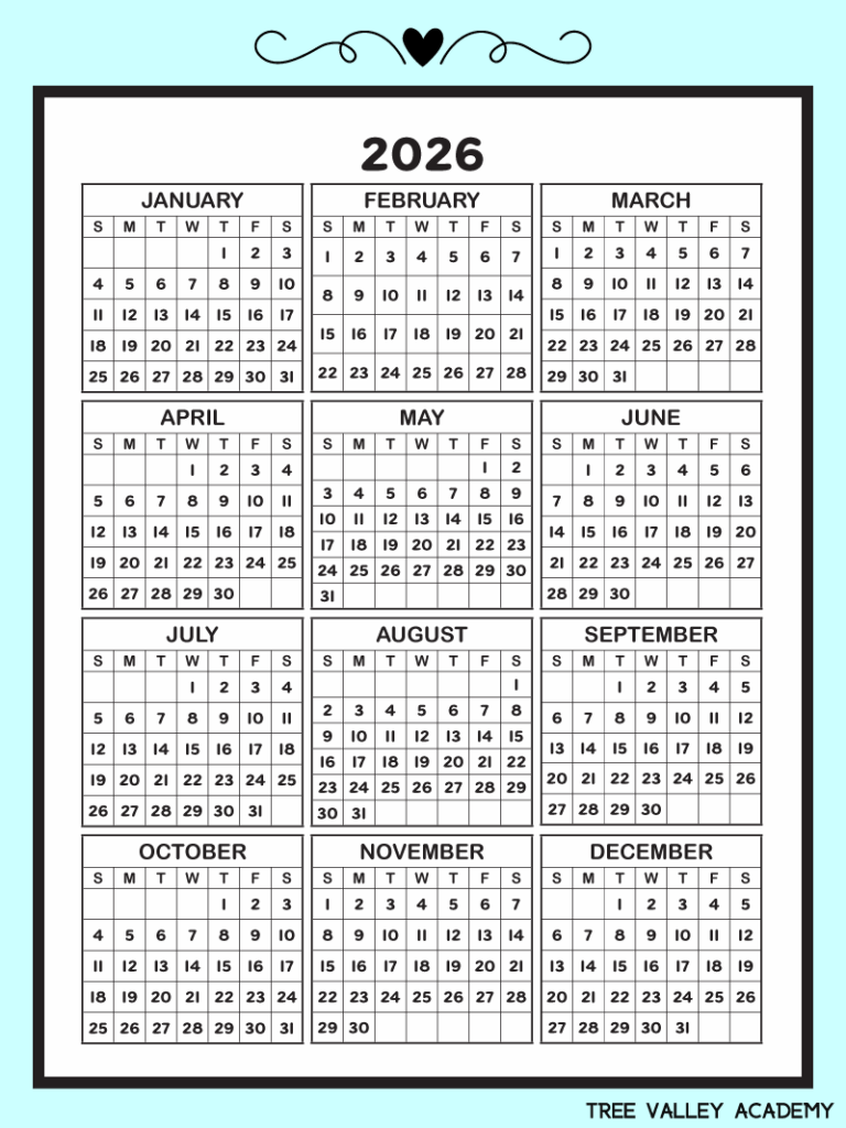 Printable Calendar 2026 6 2026 One Page Calendar 768x1024 2