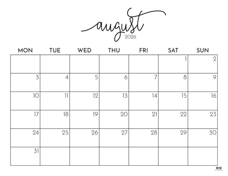 Printable August 2026 Calendar Style 26 1024x791 1